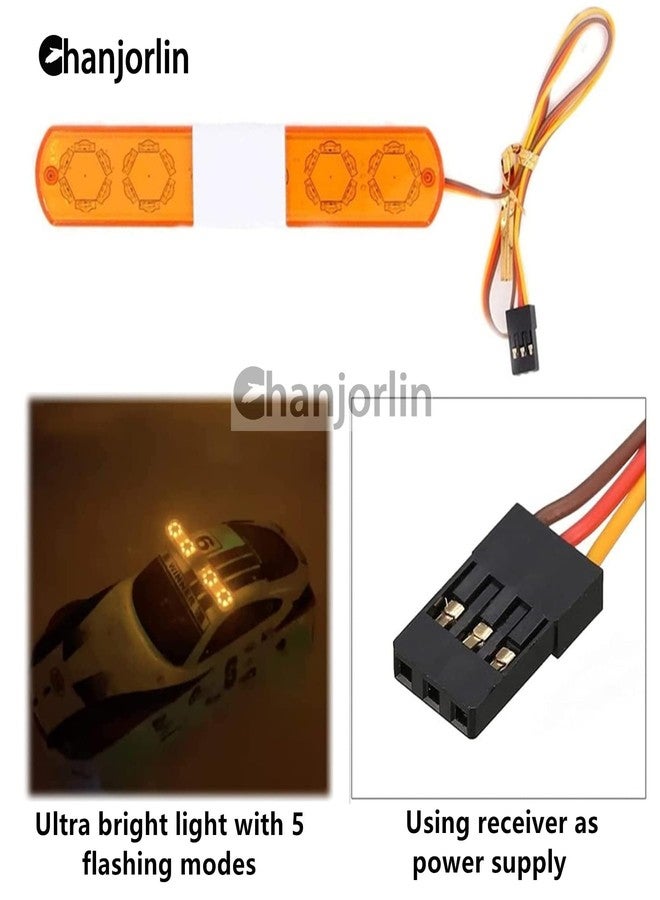 أضواء شرطة محاكاة سيارة التحكم عن بعد Chanjorlin 1/10، مصباح LED متعدد الوظائف، تسعة أوضاع إضاءة وامضة لسيارات الزحف على الطرق الوعرة والشاحنات HSP Traxxas Tamiya RC4WD Axial Arrma (أصفر 115 مم) - Image 5